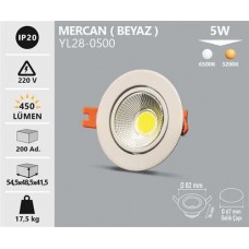 5W COB LED SPOT MERCAN BEYAZ KASA BEYAZ GÜNIŞIĞI